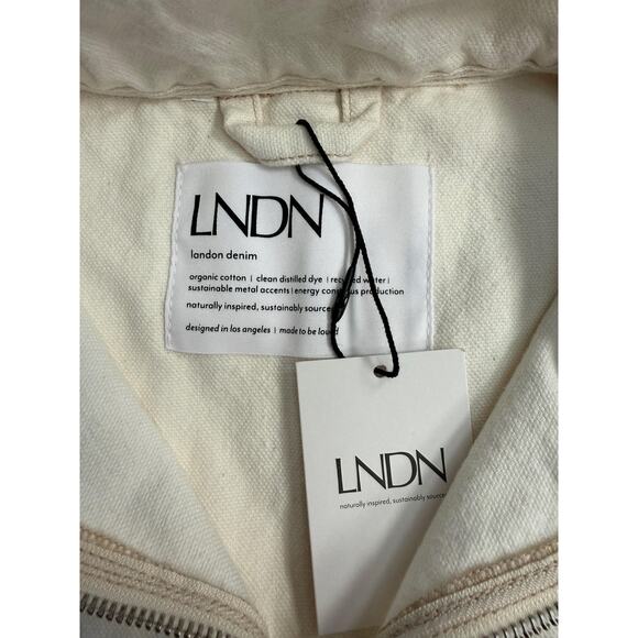 LNDN Jacket Women's Sz M Natural Half Zip Anorak Pullover Organic Cotton - Picture 3 of 9